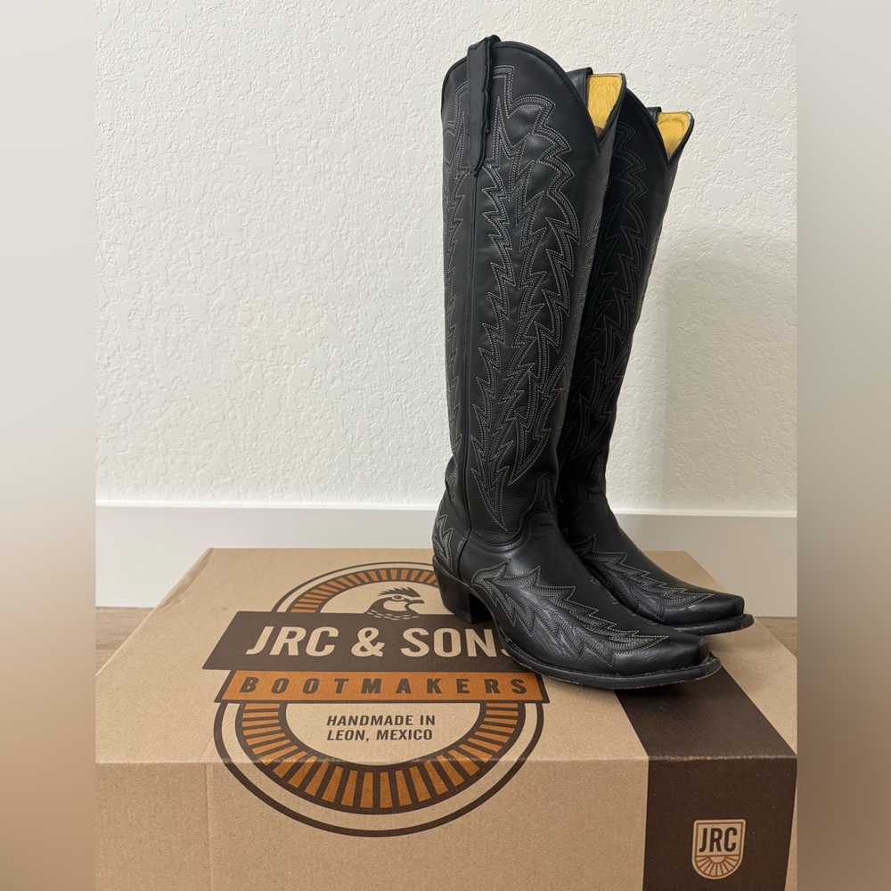 JRC & Sons Black Leather Cowboy Boots